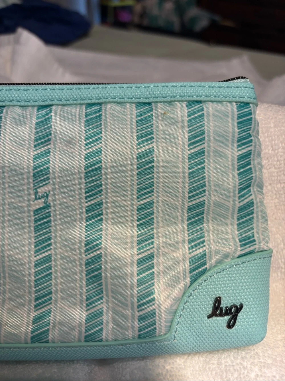 lug Aqua Striped Cosmetic Zip Pouch